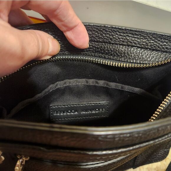 NEW Rebecca Minkoff Regan Black Pebbled Leather Small Crossbody Handbag Ret $198 - Picture 10 of 11